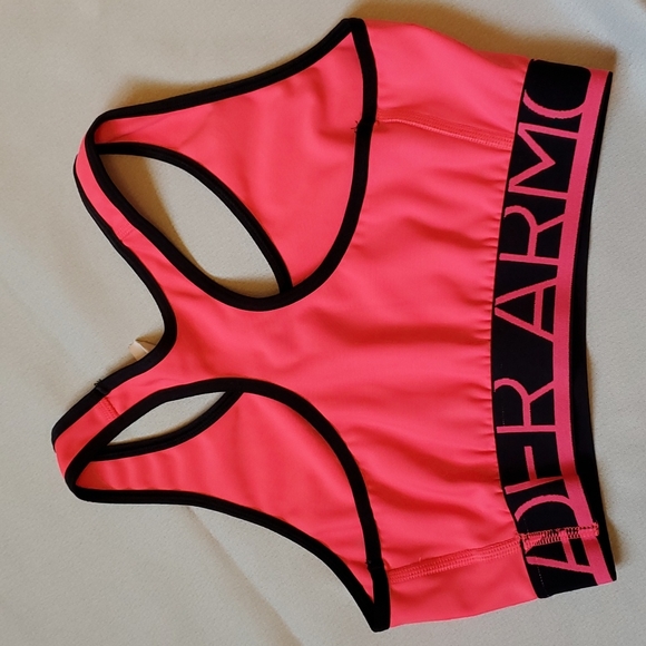Under Armour Atletic Mid Sport Bra Neon Pink Size Small - Picture 4 of 6
